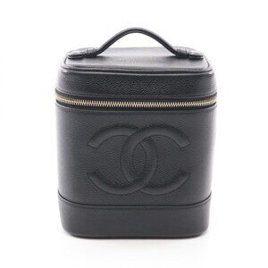 Chanel Handbag CC Logo Black Leather CC Vertical
